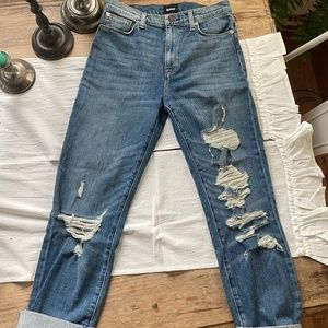 Hudson Zooey High Rise Straight Crop Distressed denim NEW
